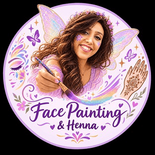 Goli — face painter and Modern Henna artist of Goli's Face & Body Painting, holding a brush with fairy wings